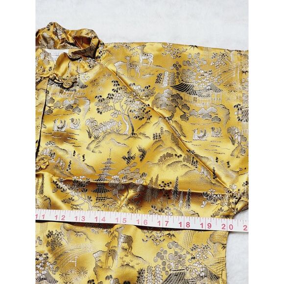 Asian Gold Kimono ? with pants, Robe Jacket Suit Made in Japan size S - Picture 6 of 14